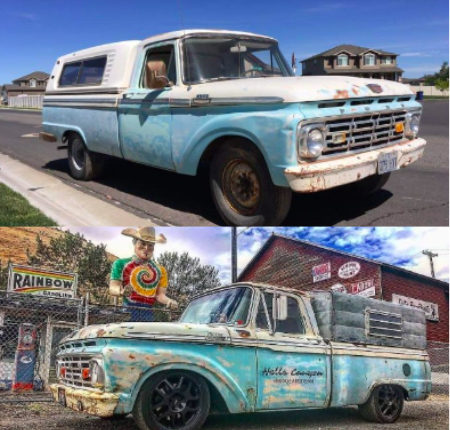 BradeMartin's tweet photo. Work or play this truck gets it done. From a truck used around the farm to a daily driver pulling a 35 foot trailer. AC, cruise and tilt are nice additions as well. #64ford #f100 https://t.co/vyRVoVvI9k