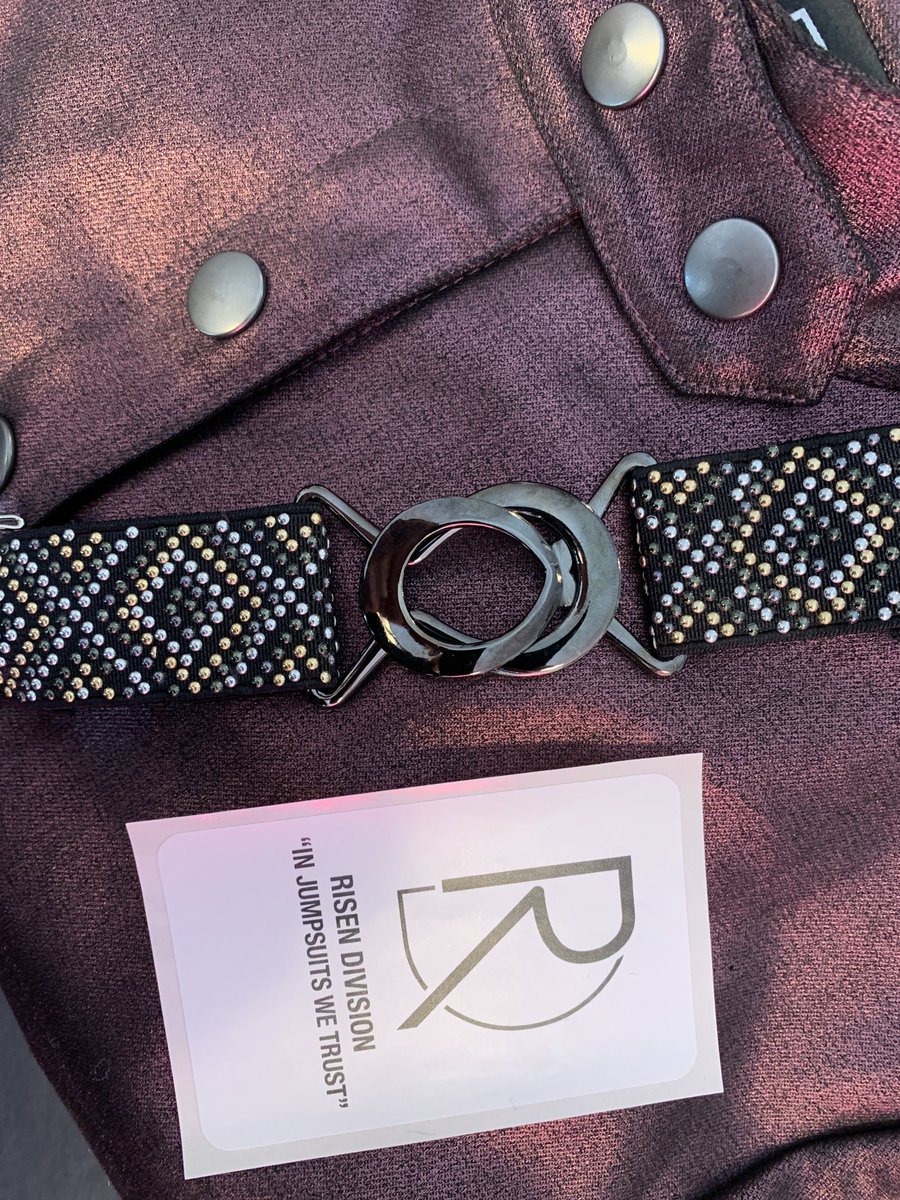 AndreaLauer's tweet photo. A glimpse of todays activity. Shipping out some plum metallic suits and making some@new power belts for the holidays with a visit in the middle from the incredible ⁦@JulieScelfo⁩  who would not let me take her photo just yet… next time when her custom suit is ready! https://t.co/8wnWOrmtxh