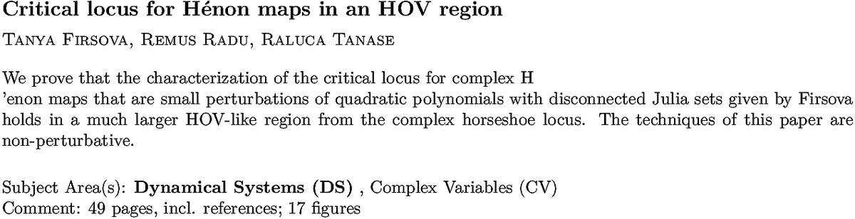 arxiv.org/abs/2211.12430…
T Firsova et. al.
Critical locus for Hénon maps in an HOV region