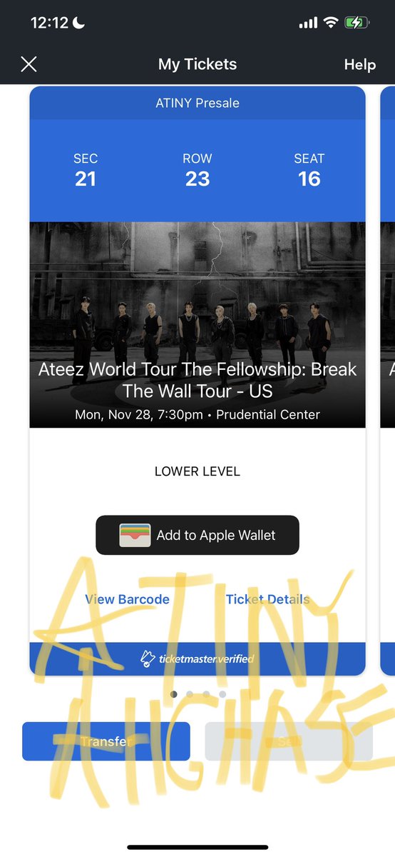 a_tiny_ahgase's tweet photo. WTS ATEEZ NEWARK DAY 2 (11/28)
I have 4 tickets in section 21 row 23
DM me if interested!!! 
#ATEEZWORLDTOUR2022 #ATEEZinNewark https://t.co/DYTLwPYX9r