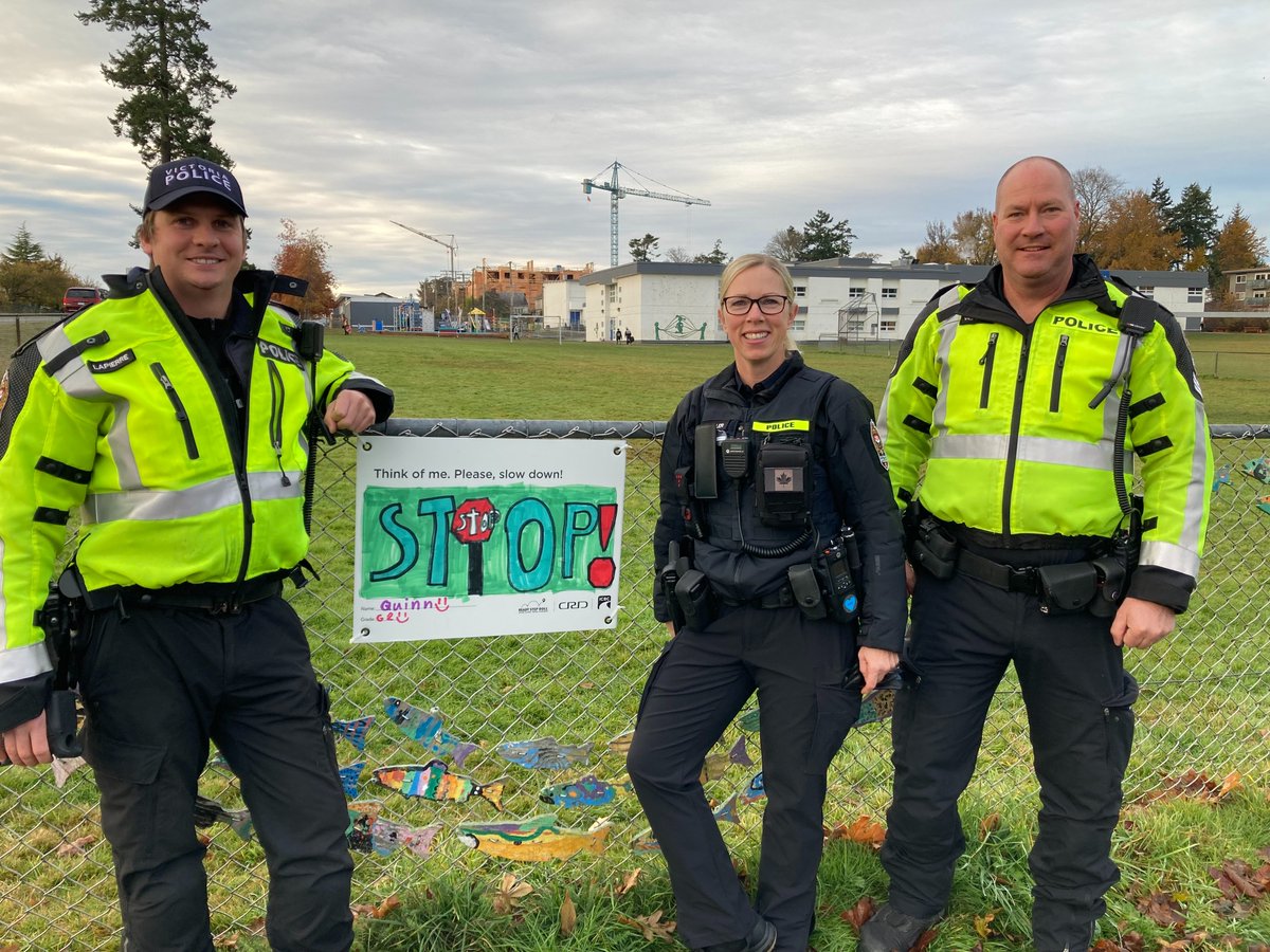 Thanks <a href="/vicpdcanada/">Victoria Police</a> for joining us this morning, reminding drivers to stop at stop signs &amp; observe the 30km speed limit!  Thanks Macaulay <a href="/sd61schools/">Greater Victoria School District</a> students for the great road safety messages! <a href="/crd_bc/">CRD</a> <a href="/icbc/">ICBC</a>