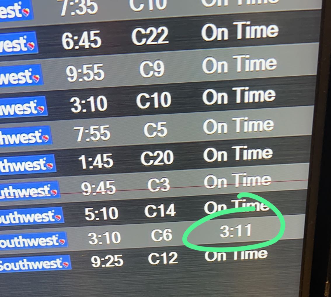 While I appreciate the honesty <a href="/SouthwestAir/">Southwest Airlines</a>, you probably don't need to report a 1 minute delay. Although good lesson for 16 year old. Any minutes after curfew= you're late