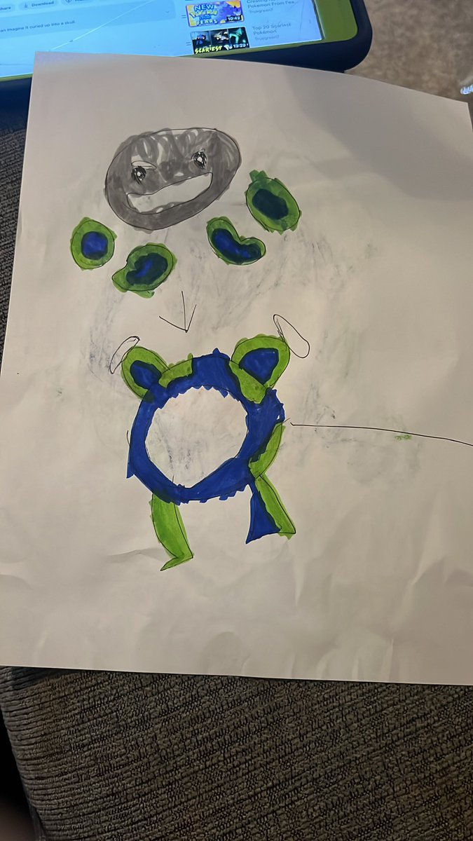 KelseyElwess's tweet photo. #truegreen7redesign4 
The 1st one is a rock type. It knows the move meteor blast. Meteor blast is a bite but has more damage. It's 2nd evo., is mistaken for a globe of the earth and it's eyebrows are clouds.last evo. tongue acts like the core of the earth &amp; its move = earth blast https://t.co/lbt1jlspKC