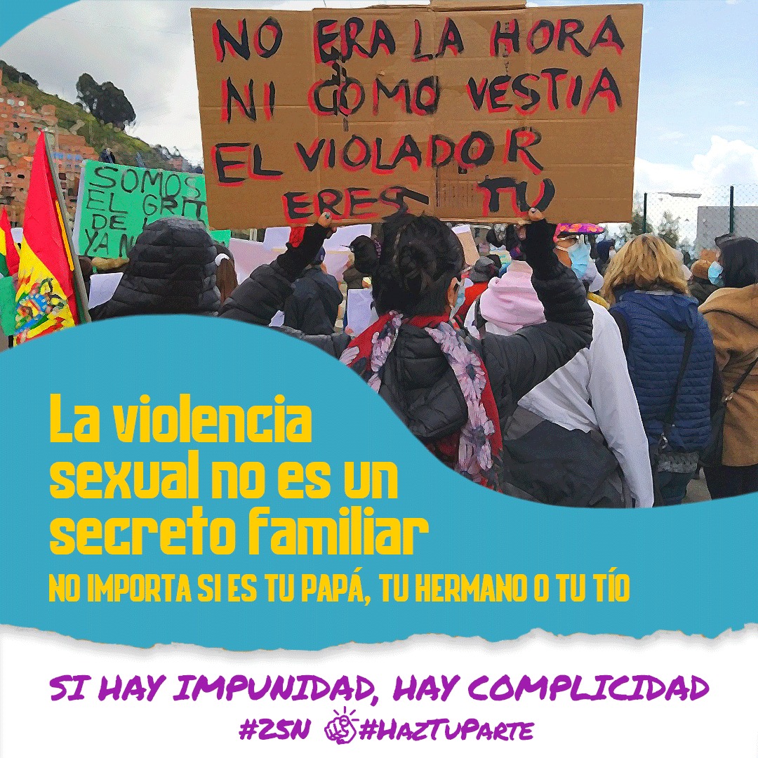 CoordinadoraBO's tweet photo. #25N 
El agresor puede estar en el entorno cercano de la víctima y tener una relación de control y poder sobre ella. 
 👉Estemos atentxs
🔴Si hay impunidad, hay complicidad
#DíaInternacionalContraLaViolencia 
Con el apoyo de @AECIDBOLIVIA @EnraizaDerechos  y @Fos_FeministaES https://t.co/ttT6yY0l9A
