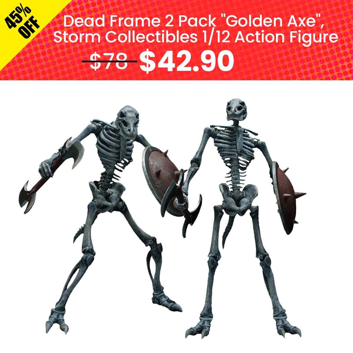 What's better than one figure? Two figures! Dead Frame 2 pack includes two Dead Frame skeleton action figures for only $42.90. This special offer is only available during our Black Friday Sale. 🦴bit.ly/3i83mTs #GoldenAxe #BlackFridaySale