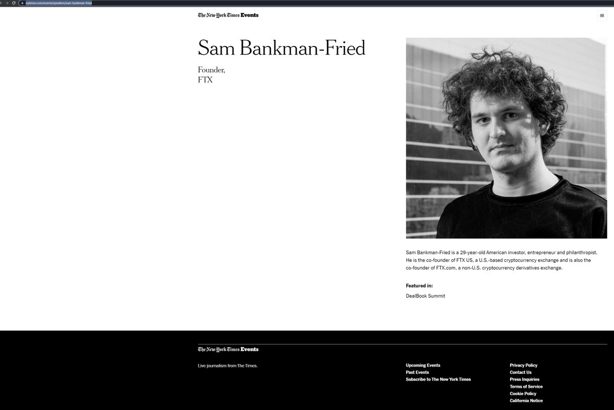 krugermacro's tweet photo. I'll stop posting about Bankman the day traditional media refers to him as a fraudster rather than as an entrepreneur and philanthropist. Here's a screenshot of the @nytimes' website now. Investor, entrepreneur, philanthropist. Such a good guy. https://t.co/otJ0BNokmF