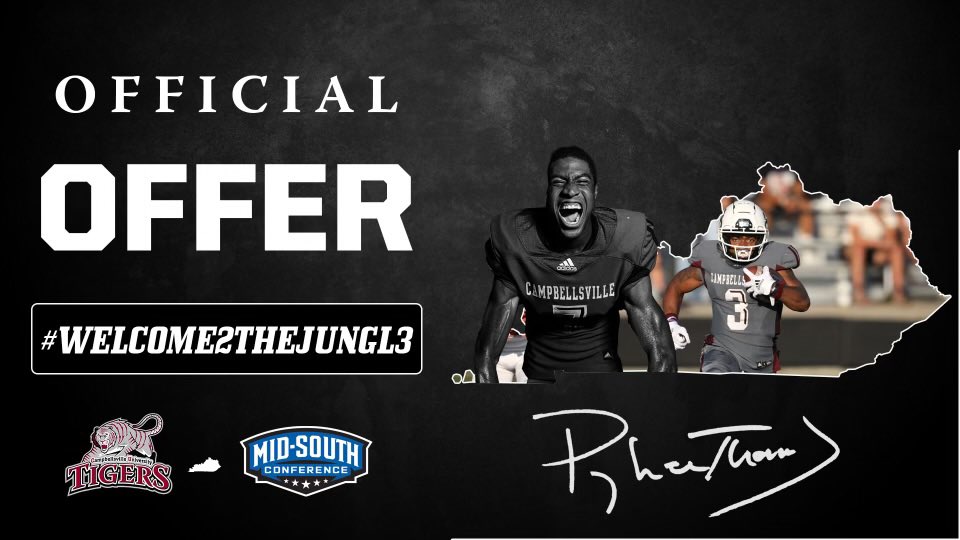 I am so happy and blessed to receive an offer from <a href="/CvilleTigers/">Campbellsville Tigers</a> . I went and enjoyed the tour of the campus and I’ve had amazing conversations with the coaches. I’m so thankful🙏🏽🙏🏽