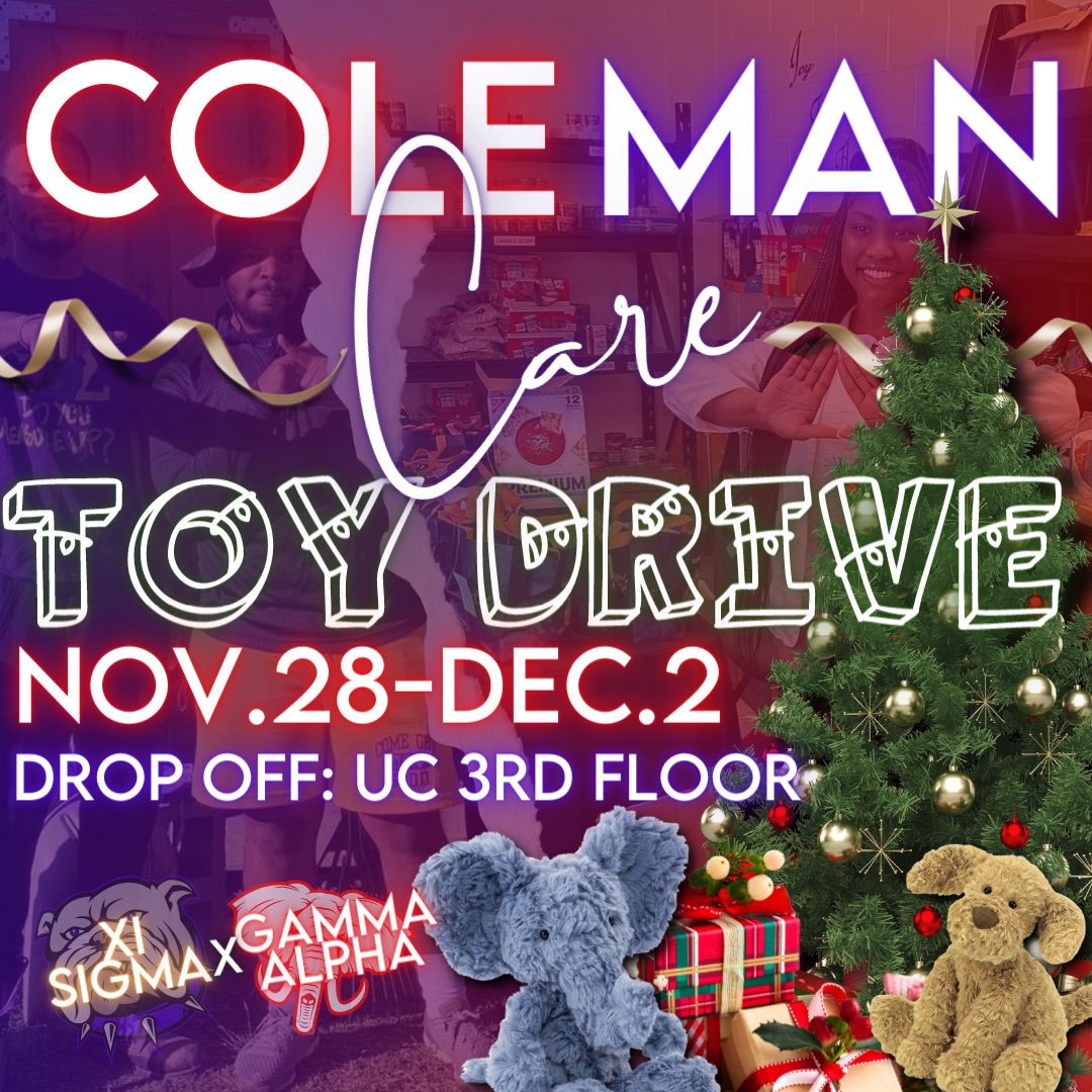 GammaAlpha1940's tweet photo. Next week, join the Gamma Alpha Chapter of Delta Sigma Theta and the Xi Sigma Chapter of Omega Psi Phi as we collect toys for children this holiday season. Donations can be dropped off in the box on the 3rd floor of the UC! https://t.co/PoOt6PMhc5