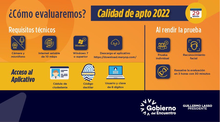 ¡Avanzamos!

Las jornadas de socialización virtual cumplieron con éxito su último día. 

El equipo técnico de Ineval explicó cómo se realizará la evaluación para obtener la calidad de apto.

Agradecemos a todos los postulantes por su participación.

Aquí presentamos un resumen 👇🏼