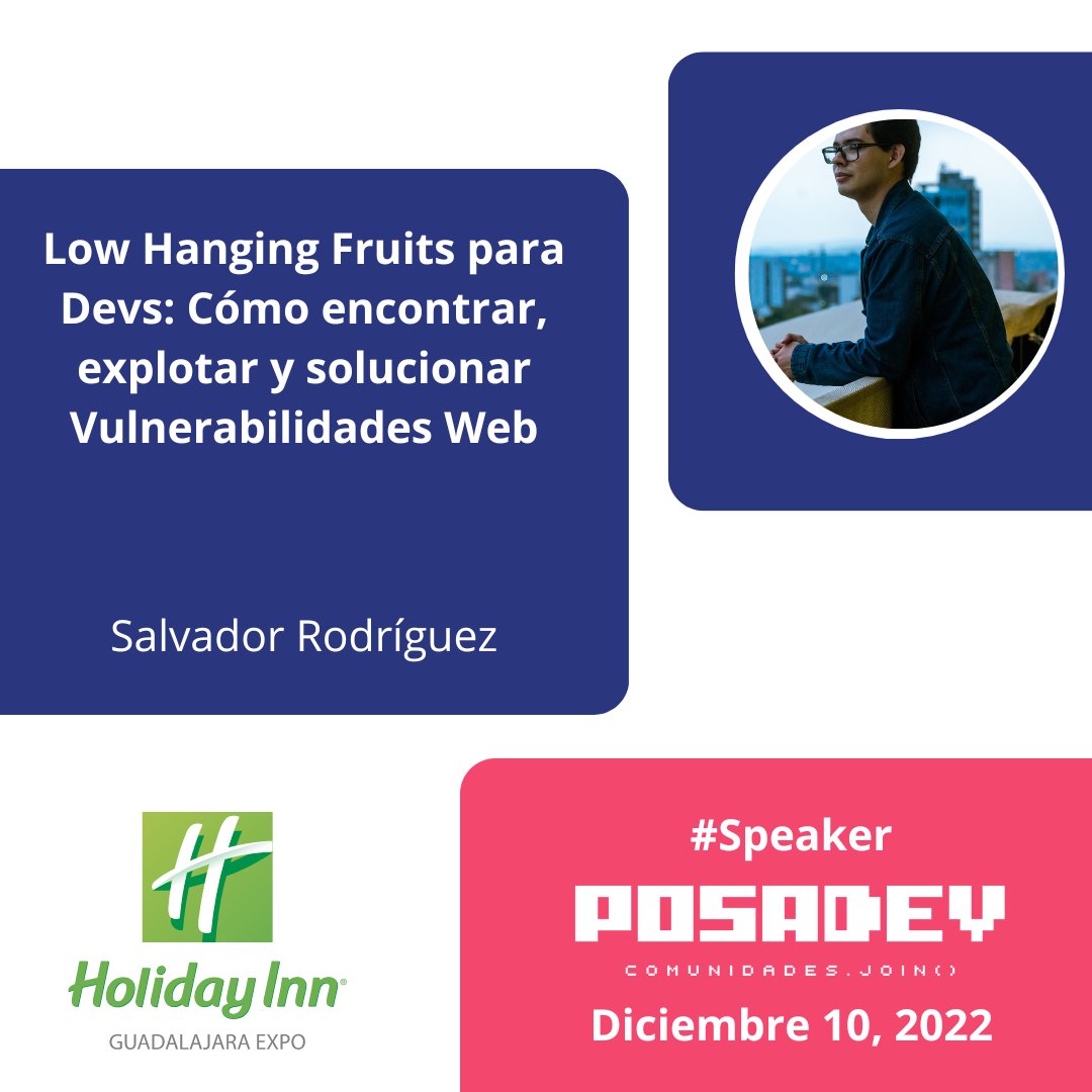 posadev's tweet image. Con el crecimiento de los sistemas, las vulnerabilidades que pueden encontrarse también van en aumento. 

No te pierdas la charla que Salvador estará presentando en #PosaDev2022 que está relacionada a este tema.