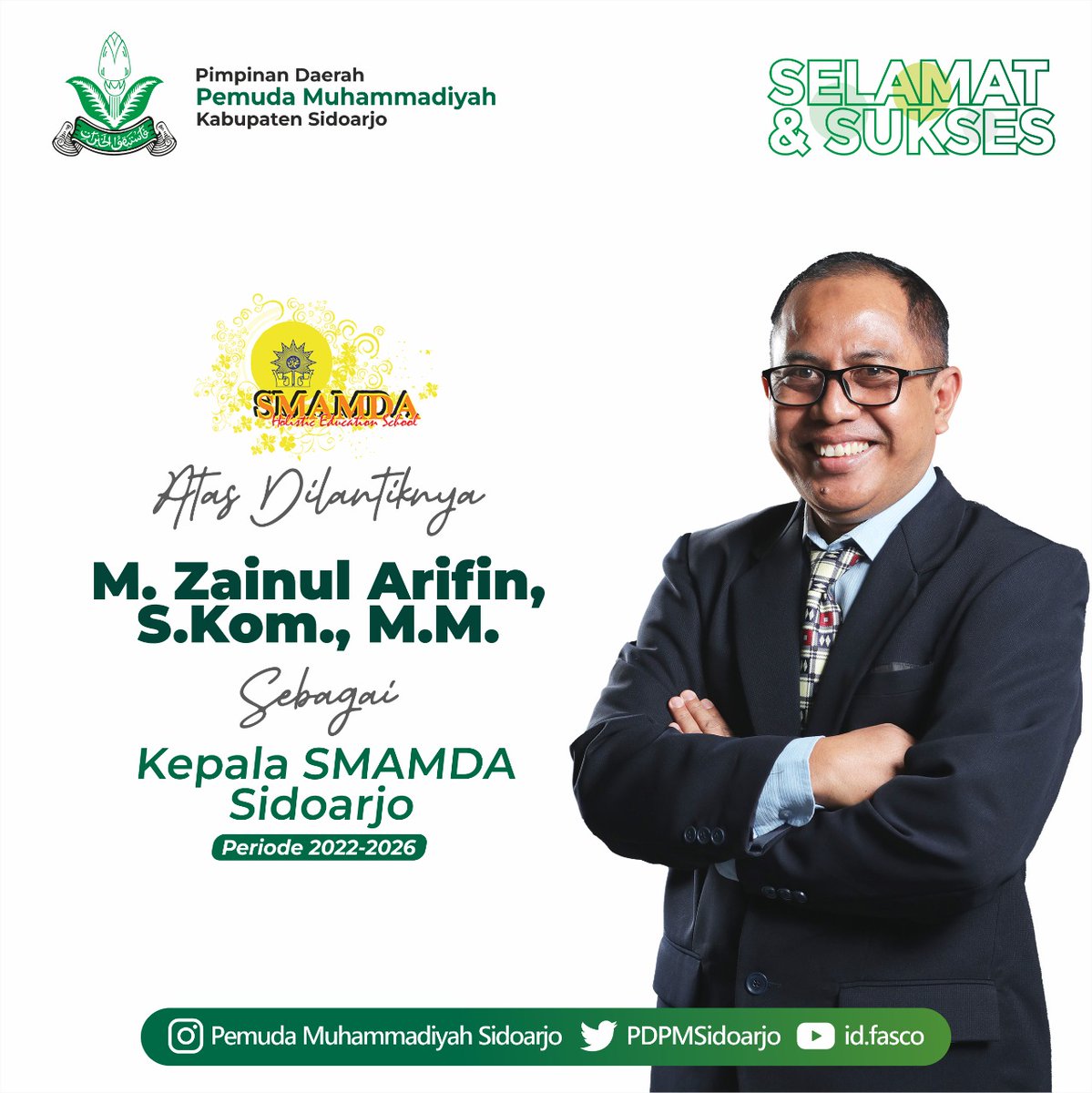 pdpmSidoarjo's tweet photo. Selamat dan sukses atas dilantiknya Kepala #SMAMDA #Sidoarjo periode 2022-2026 https://t.co/K4UgTkYdWC