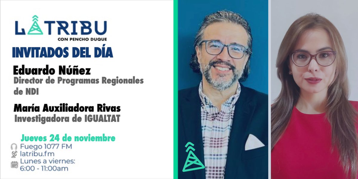 SomosLaTribuFM's tweet photo. En el marco del día internacional de la eliminación de la violencia contra la mujer conversaremos con Eduardo Núñez (@edonunez01) de @NDIelsalvador y María Auxiliadora Rivas de IGUALTAT. 

Escúchanos a través de: @1077Fuego | https://t.co/ScE7wmjLFt 📻 https://t.co/XvRcx98504