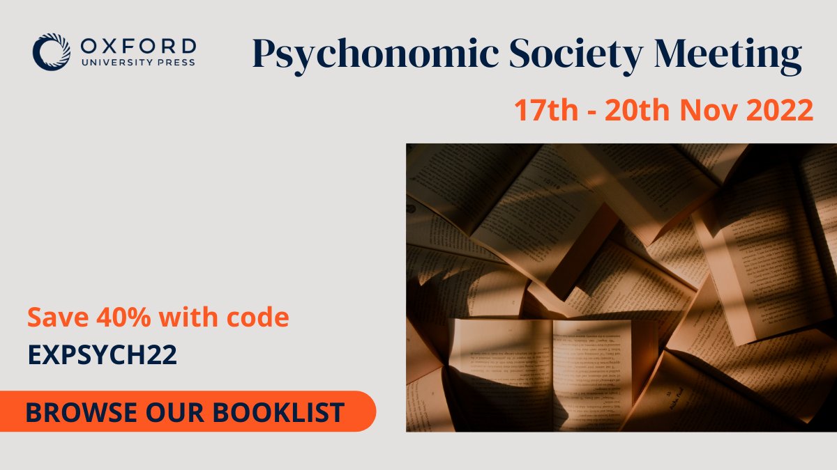 OUPPsychology's tweet photo. Have you heard? You can save 40% on select cognitive psychology titles for another two weeks.
Browse our #psynom22 booklist now: https://t.co/JAZeusr1sY https://t.co/xQQd1LL2mY