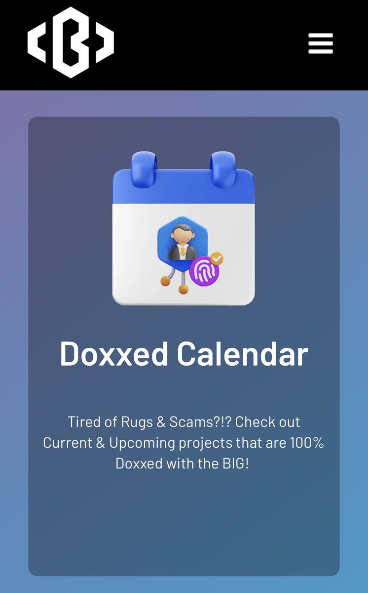 jellycubes_hq's tweet photo. Doxxed Calendar 🤝

One service that will be provided on our website will be the ability to be Doxxed with the BIG and placed on our Doxxed Calendar!!

Tag some projects that should Doxx with us 👀 https://t.co/8oMYTLzRCo