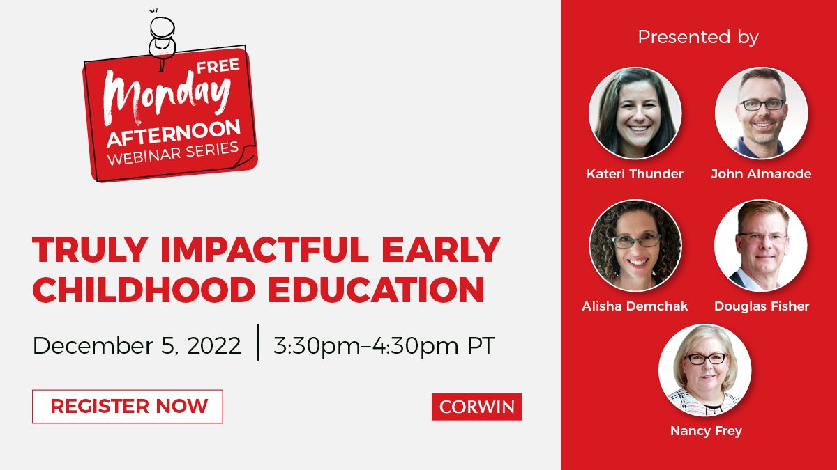 DFISHERSDSU's tweet photo. Join me, Kateri Thunder, John Almarode, Alisha Demchak, and Nancy Frey as we explore new research in early childhood education and use it to guide how we plan, teach, document, and partner with learners, families and colleagues.
Sign up here: https://t.co/IoUfuFoW3h https://t.co/cCQShJvqjq