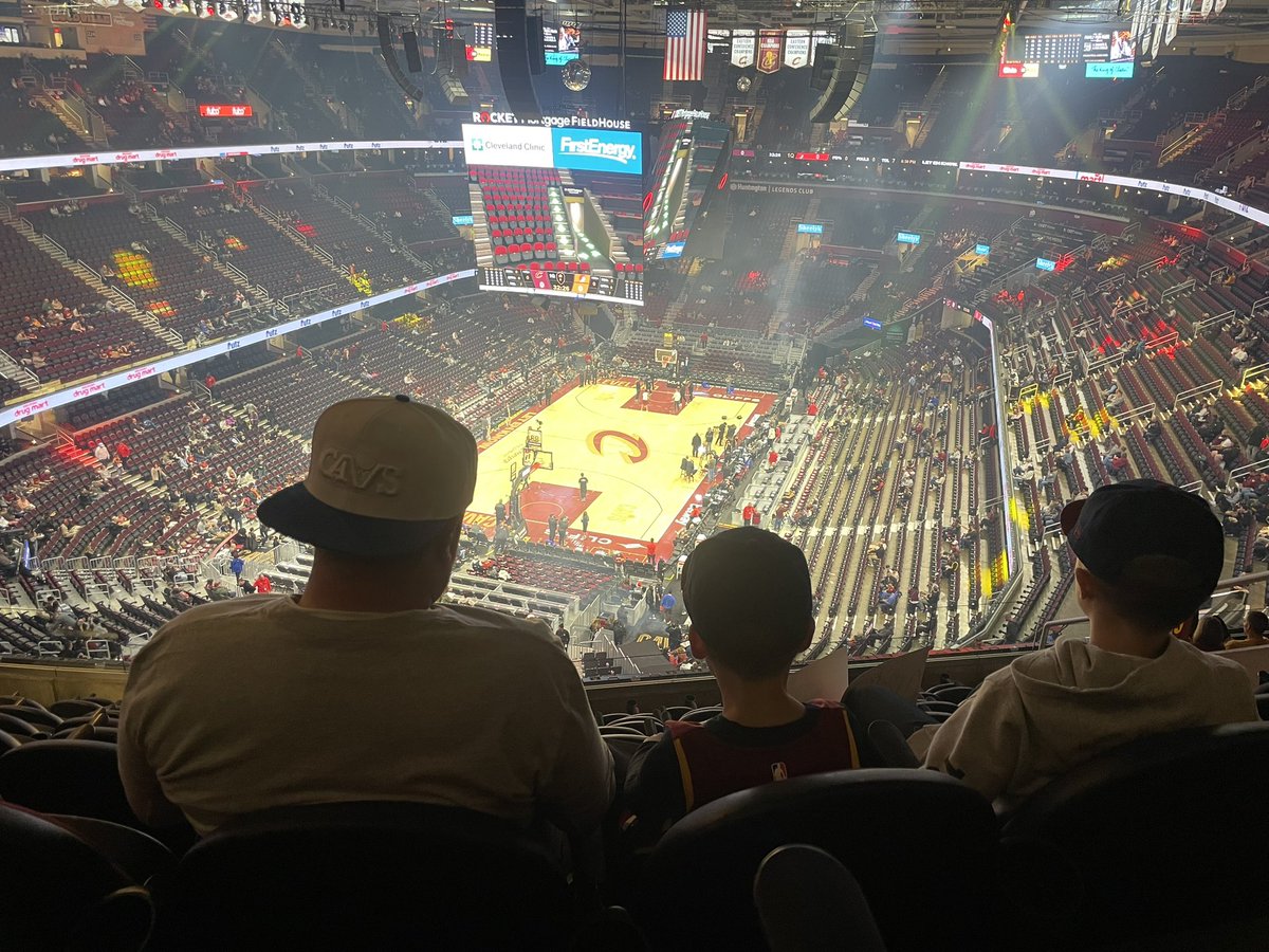 JenWaite's tweet photo. The boys first Cavs game and they’re pumped!  

#LetEmKnow https://t.co/HsrzcSNmZJ
