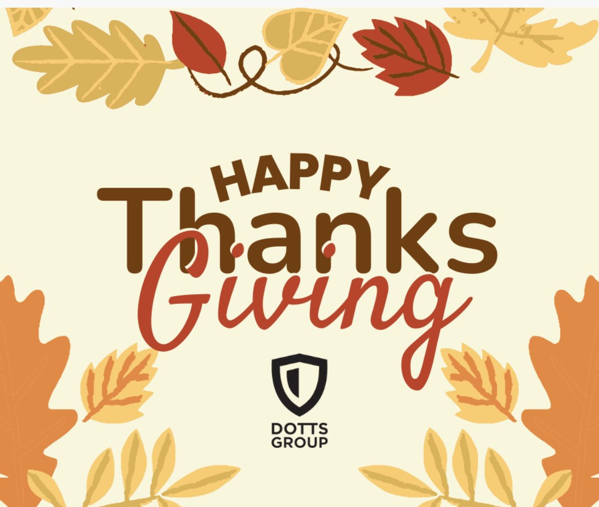 kdotts's tweet photo. We are so thankful for our staff, their families, and our customers. 

From all of us at DOTTS Group, Happy Thanksgiving 🍁 https://t.co/ZphvrjniJk