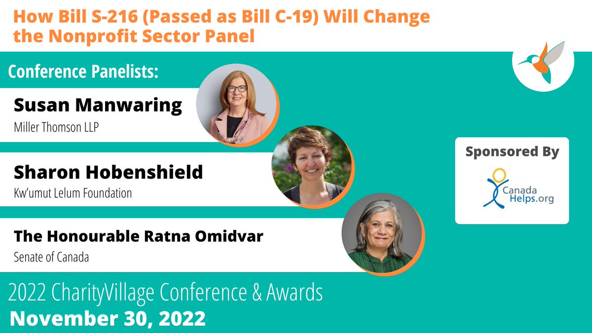 ratnaomi's tweet photo. Pleased to be a panelist on "How #SenCA Bill S-216 (passed as Bill C-19) will change the #nonprofit sector" at Nov 30 @CharityVillage Conference + Awards. Register now to learn how these changes are benefitting nonprofits! https://t.co/cRNKEDDRyN
@KwumutLelum @SusanManwaring https://t.co/Uuu4hxtKFQ