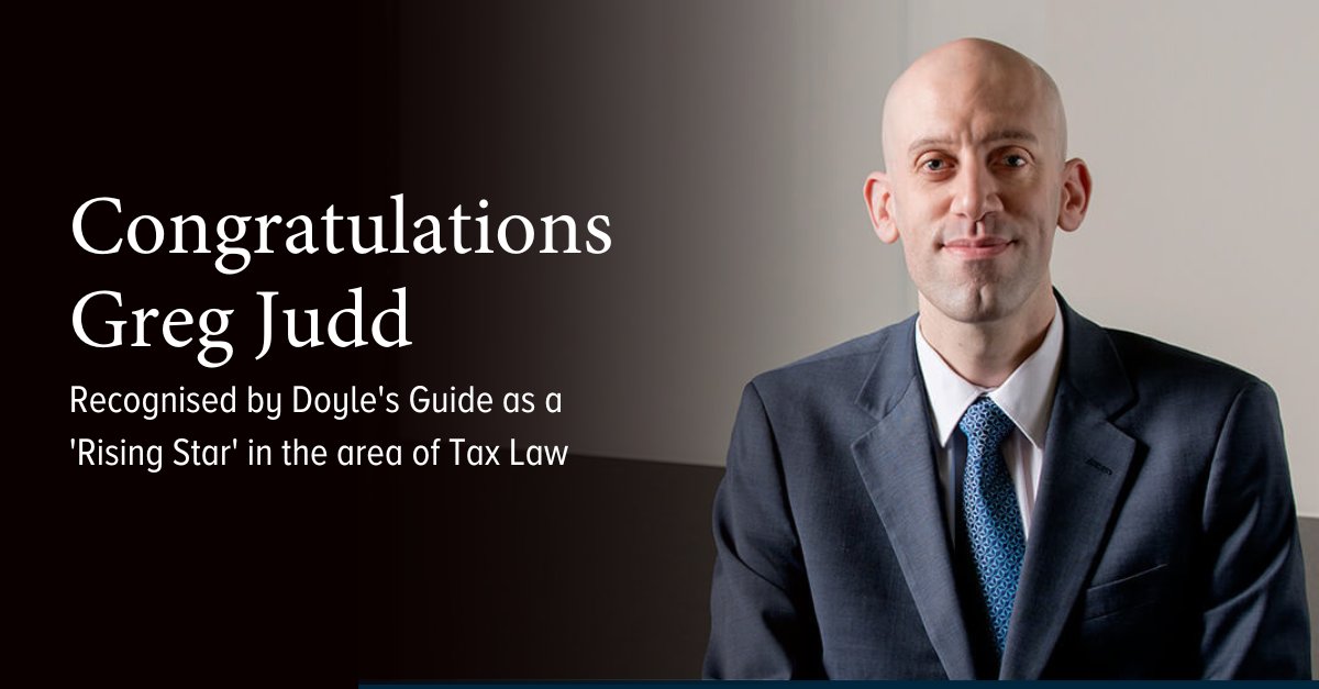 ABLLaw's tweet photo. Congratulations to senior associate Greg Judd, identified by industry peers and clients as a 'Rising Star' in the area of tax law in this year’s @DoylesGuide.
#DoylesGuide #taxlaw #taxlawyer #risingstar https://t.co/fHrVUeimRT