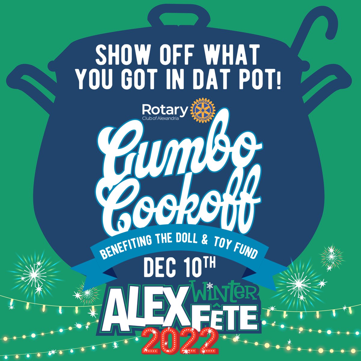 realalexfete's tweet photo. Think you have the BEST gumbo in town? ๐ Prove it and join the Gumbo Cookoff at Alex Winter Fรชte! Registration closes December 9th! Tap the link to sign up!
https://t.co/SL2CYgfWtx
*Benefits The Rotary Club of Alexandria Doll & Toy Fund*
#AlexWinterFete22 #GumboCookoff #AWF22 https://t.co/87Ph7GknKm