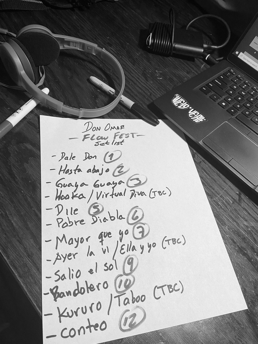 ElCarnal01's tweet photo. @CocaCola_Flow este será el set list de @DONOMAR ?? #CocaColaFlowFest https://t.co/fjq8qxrfHn