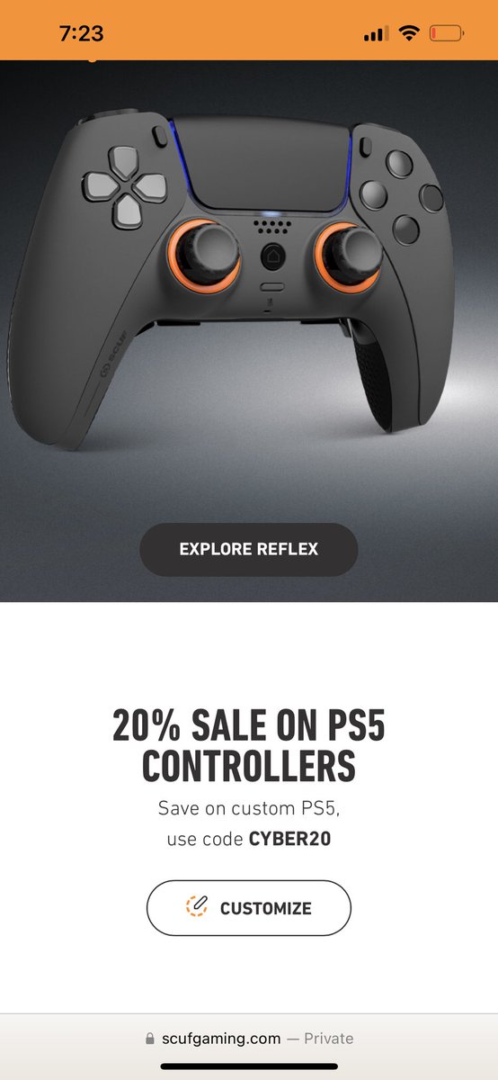 OrbitalBleed's tweet photo. Nothing like your wife letting you buy your Xmas gift….251.00 (50 bucks of basically) delivered fully loaded no color add on, keeping it clean.  #scuff #scuffcontroller #reflex #excited #xmasday #cyber20 #BlackFriday https://t.co/C2XukFpzBB