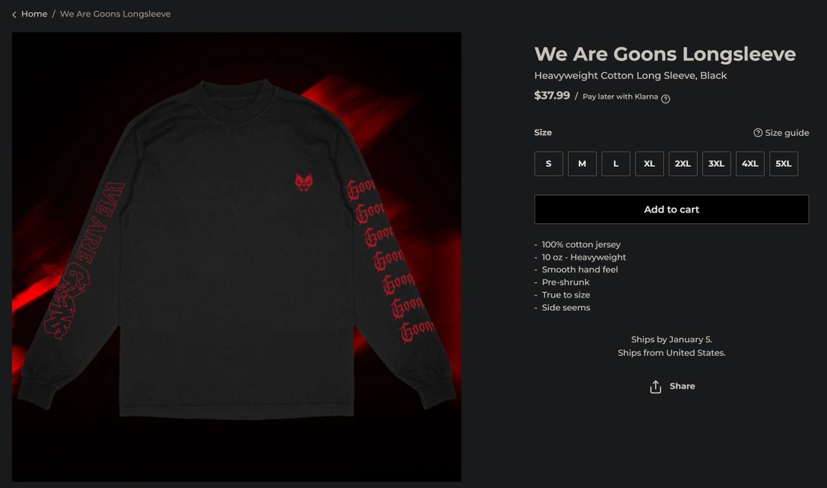 GoonsPC's tweet photo. HEY FUCKERS! https://t.co/bGjUJVBkoa is now back in stock! 
(also we changed the blank brand, so the bigger sizes are actually true-to-size now!) https://t.co/TyD5O7yAOu