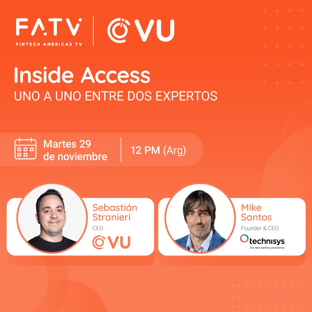 VU (@vusecurity) on Twitter photo ¡No te pierdas este #Webinar de <a href="/fintechamericas/">fintechamericas</a> Americas! Regístrate ahora lnkd.in/dV6yYMJ2
<a href="/sstranieri/">Sebastian Stranieri</a>
#InsideAccess #Fintech #BancaDigital #BilleterasDigitales #PagosDigitales #SSI #VU ¡No te pierdas este #Webinar de <a href="/fintechamericas/">fintechamericas</a> Americas! Regístrate ahora lnkd.in/dV6yYMJ2
<a href="/sstranieri/">Sebastian Stranieri</a>
#InsideAccess #Fintech #BancaDigital #BilleterasDigitales #PagosDigitales #SSI #VU