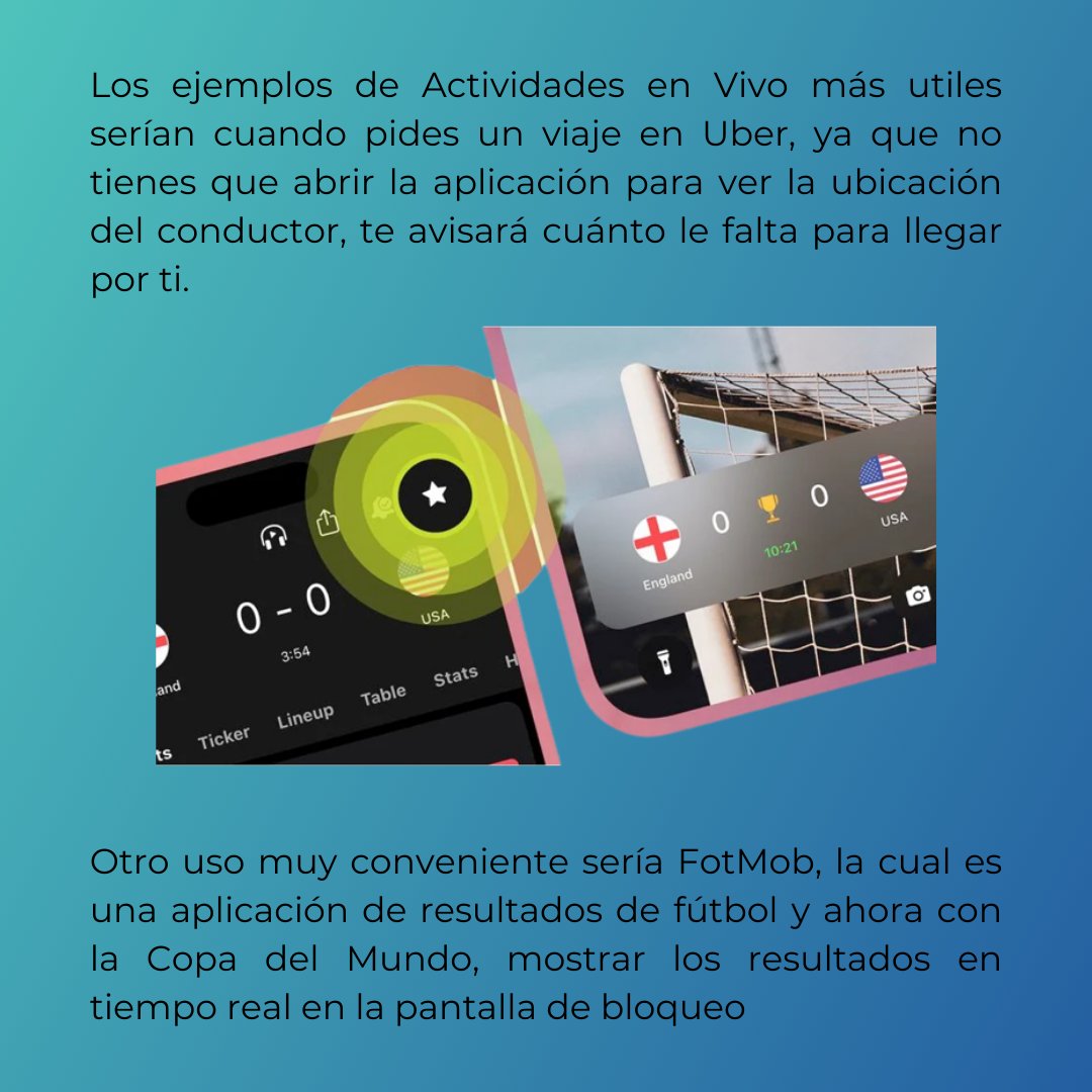 ServiceProMX's tweet image. ¿Conoces ya sobre las Actividades en Vivo en iOS 16?
Aqui te traemos unos ejemplos y como activar esta funcionalidad.
#liveactivities #ios16 #ios16features