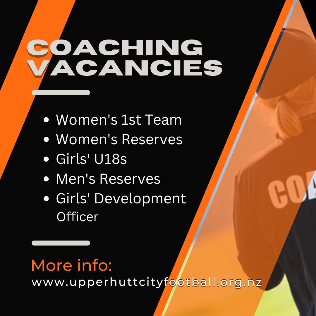 Planning is well underway for the 2023 season and Upper Hutt City Football is keen to hear from anyone looking to take the next step in their coaching journey.

Register your interest: forms.gle/SGMmQr7GvNgGaL…