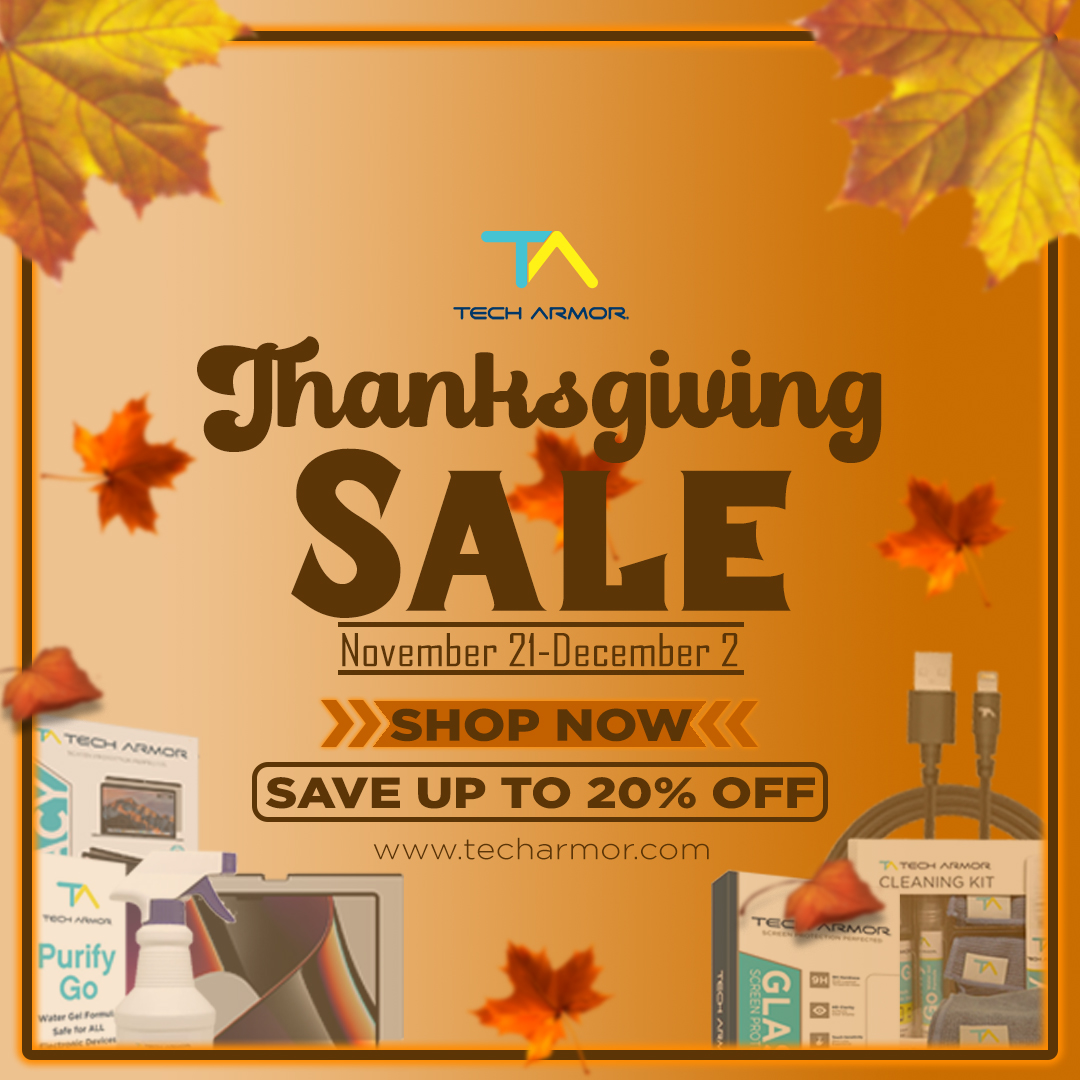 TA_TechArmor's tweet image. Happy Thanksgiving to you all! And just a friendly reminder that today until December 2nd, you can order our best-selling screen protectors for up to 20% savings. Check us out at amazon.com/techarmor  

#techarmor
#thanksgivingsale
#iPhone