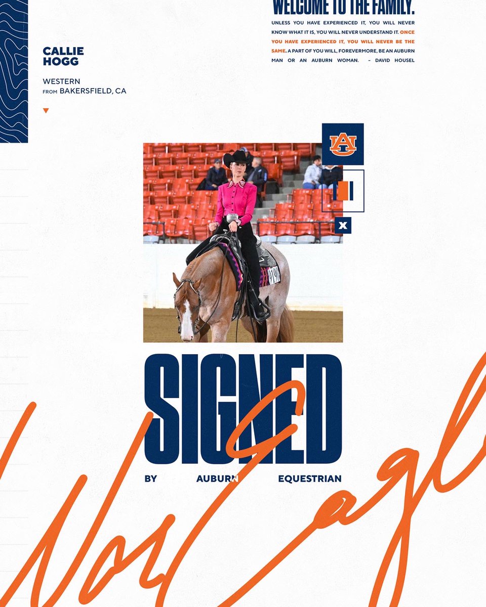 𝙎𝙄𝙂𝙉𝙀𝘿✍️

Welcome to the Auburn Family, Callie!
📍 Bakersfield, CA
🐴 Western

#WarEagle