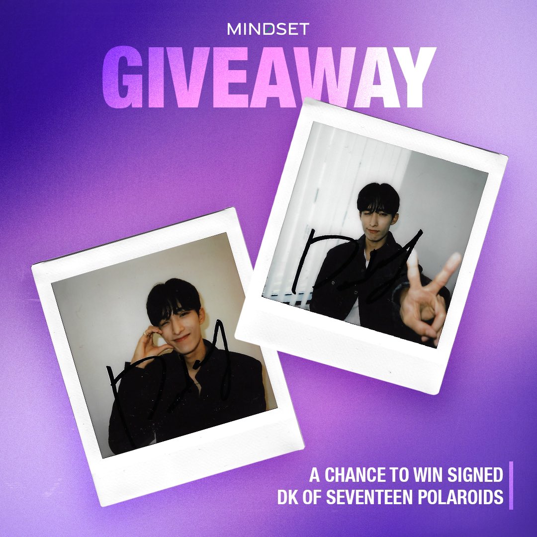 Psst… there are only two days left to enter to win two signed DK polaroids! Enter this giveaway for a chance to win 👀✨ 

gleam.io/UZ0XB/dk-x-min…

<a href="/pledis_17/">세븐틴(SEVENTEEN)</a> #DK_Mindset #DK #SEVENTEEN