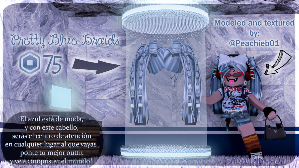 ⚠️ ATENCIÓN TENEMOS NUEVO ÍTEM ⚠️
🌸 Espero que les guste tanto como a mi🌸

El azul está de moda, y con este cabello, serás el centro de atención en cualquier lugar al que vayas 💙, ponte tu mejor outfit y ve a conquistar el mundo!💕
roblox.com/catalog/116322…

Creador: <a href="/Peachieb01/">Peachieb(I lost my other account😞)</a>