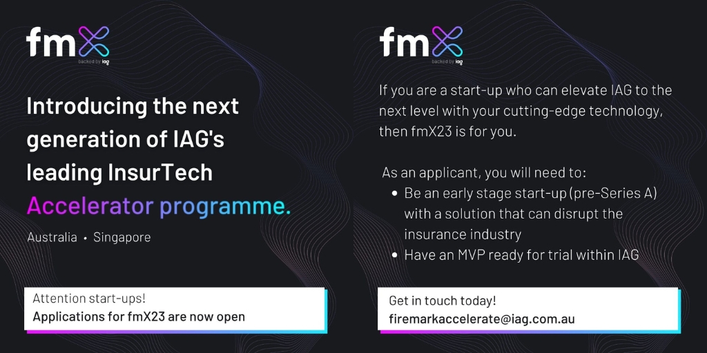 fmX23 is launching February 2023!
 
The Firemark Collective are looking for a talented cohort of start-ups with a vision to disrupt the insurance industry.

 Apply today!
For more information go to lnkd.in/gjCQZtdS