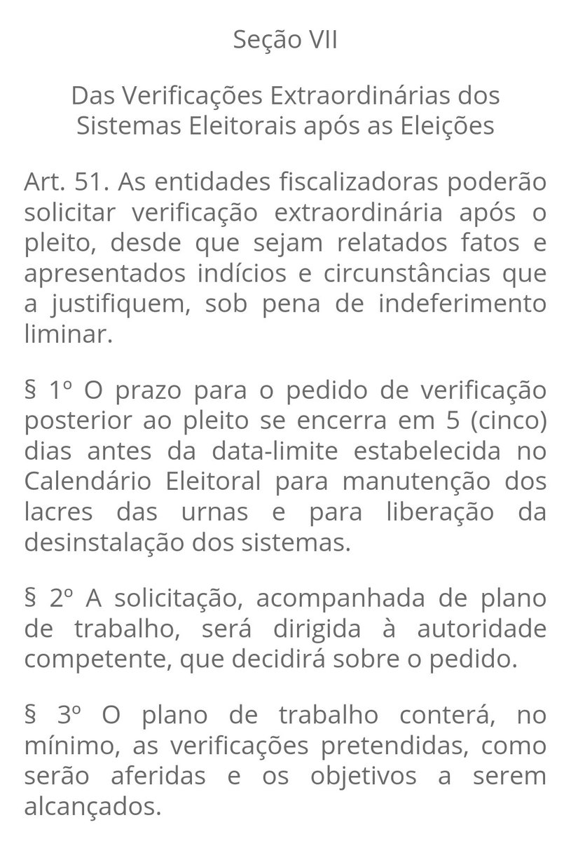 saritacoelho's tweet photo. Não houve pedido para anulação de votos. O pedido é para que seja feita uma Verificação Extraordinária, nos termos do Art. 51 da Resolução 23.673 do TSE. Não deixem a imprensa e o TSE mintirem a respeito do que foi peticionado. O que foi pedido está dentro do que o TSE determina. https://t.co/0sEV9cHijF