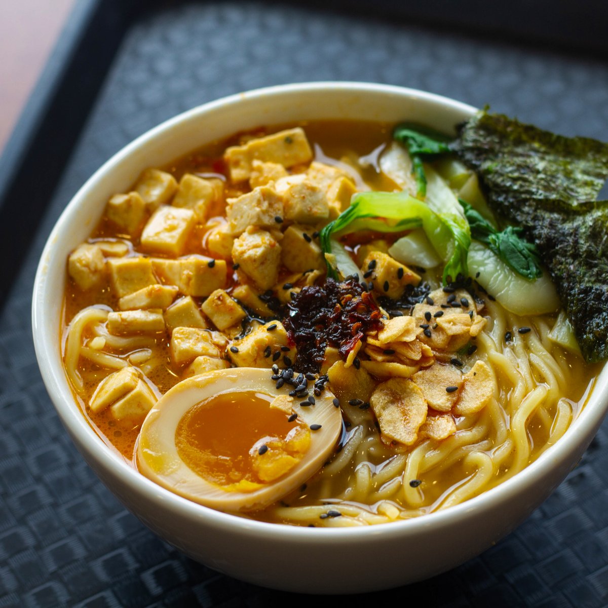 HospitalityUofG's tweet photo. #POV: You grabbed a bowl of Spicy Tofu Ramen from our ramen pop-up in the UC Chef's Hall. 

The pop-up runs from Monday to Thursday, from 11 am until 3 pm (or until sold out).

The pop-up is located in the poutine station (next to the KFC).

#UofGCampusFood
#ForwardFood https://t.co/KeVKZKXgYO