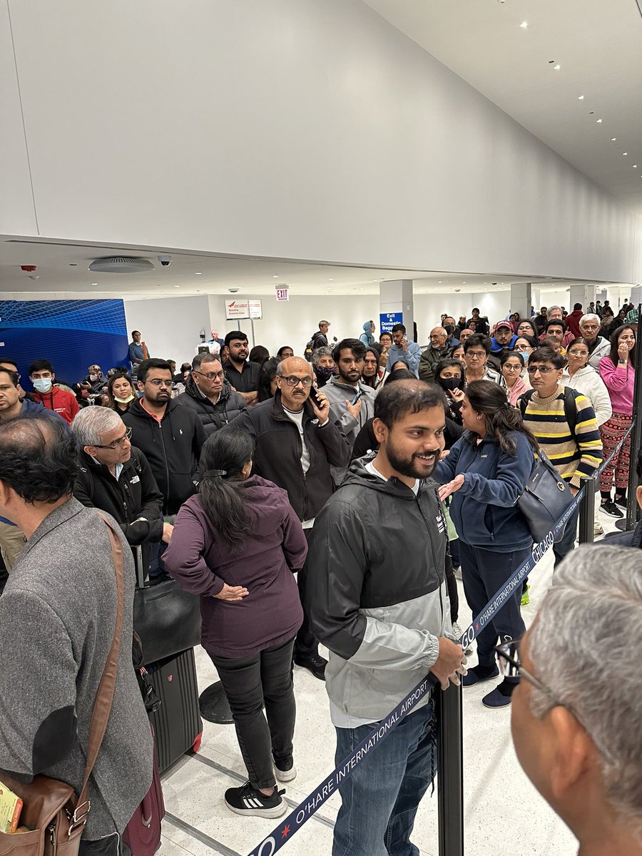 jain_sushanth's tweet photo. Plight of @airindiain passengers. 
7 hours past scheduled take off. Technical issue found after boarding. 
No @airindiain personnel at the counter, no updates, all connecting flights missed. 300+ people with zero clue about what is happening. @PMOIndia @FAANews @TataCompanies https://t.co/CykOSfzah5