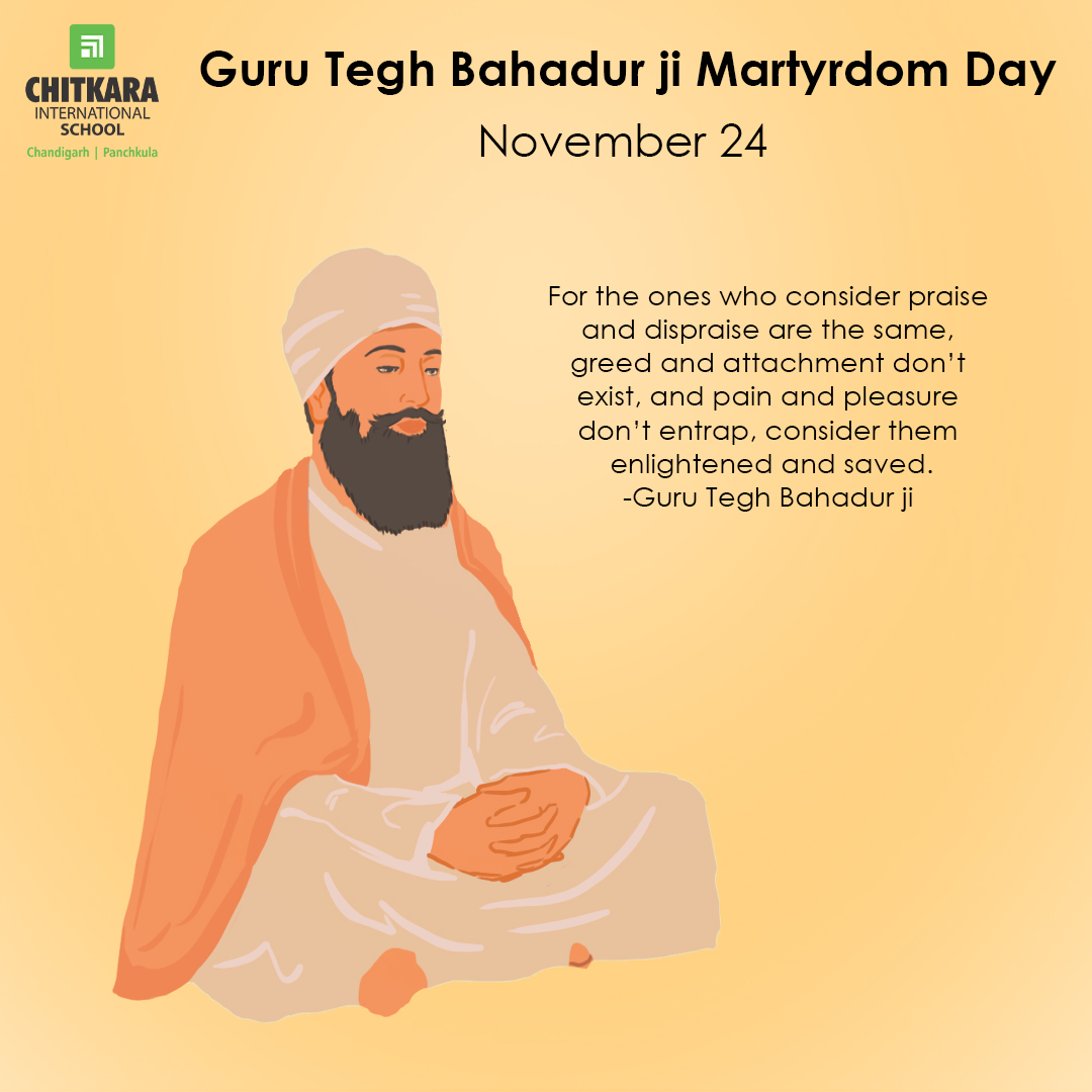 chitkara_school's tweet photo. Guru Tegh bahadur Ji Martyrdom Day 
-
#CIS #Chitkarainternationalschool #guruprab #ShrigurutegbahadurJi #MartyrdomDay #Sikhfest https://t.co/ermJ8M1Ja4