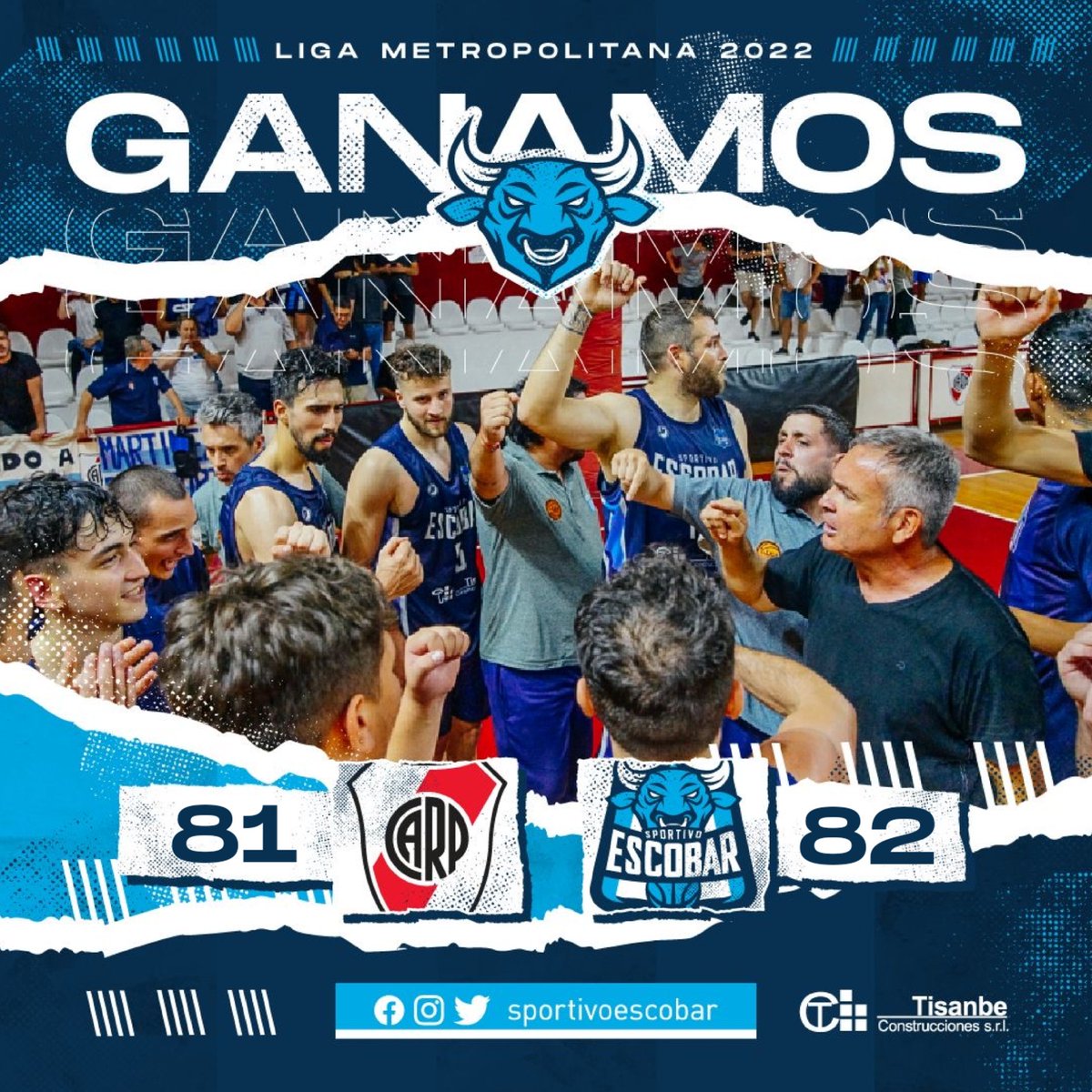 ⏱️ FINAL del partido
¡¡GANOOOOO EL ALBICELESTEEE!!

En un final para el infarto y luego de lograr dar vuelta el partido, por la minima Sportivo pasa a Semifinales del #PreFederal.

⚪️🔴 <a href="/BasquetPlate/">River Plate Básquet</a> 8️⃣1️⃣
🔵⚪ #Sportivo 8️⃣2️⃣

#SomosEscobar | #LigaMetropolitana