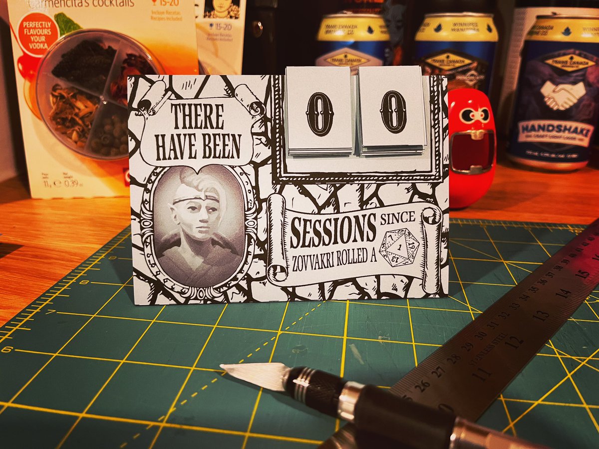 Trachalio's tweet image. My @dndwizards character inspired me to make a #nerdcraft today. I have this amazing ability to roll low on any die, d4 to d100, physical or digital. It doesn’t matter 😂😭