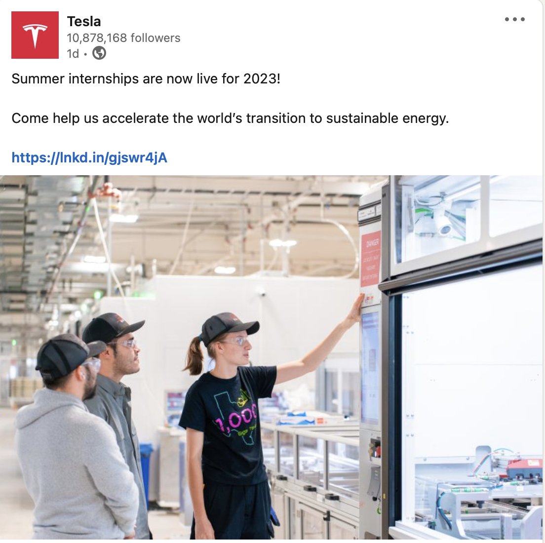 Sawyer Merritt on Twitter "NEWS Tesla Summer internships are now