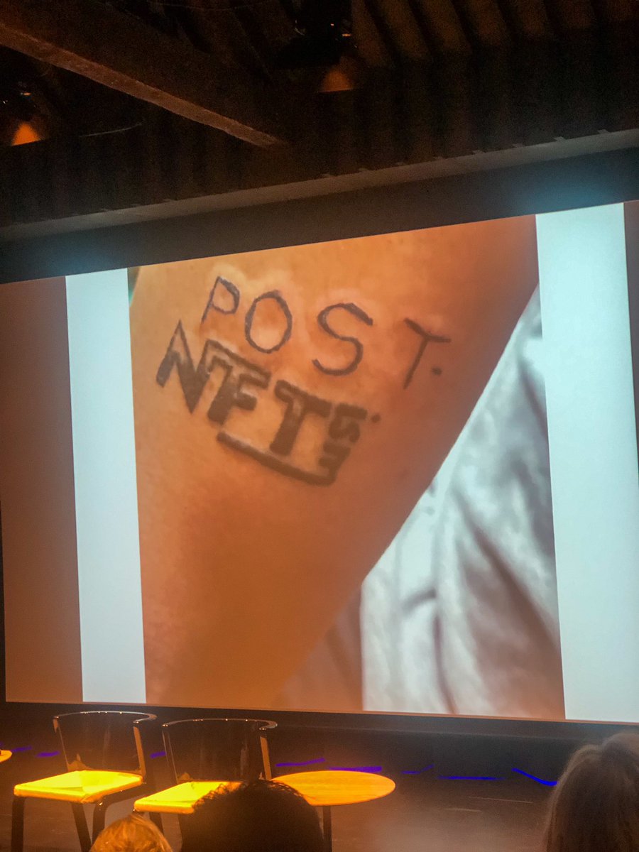 NFTSYD's tweet photo. Fascinating keynote & privilege to hear from @kennyschac 👏🏽👏🏽👏🏽
Btw we’re also excited to see how this NFTism & now Post NFTism tattoo may evolve over time 😊 🤜🏼🤛🏼
#NFTism #NFT #PostNFT #Web3 #Web3Community #NFTCommunity @culture__vault https://t.co/zIoCpOOEkd