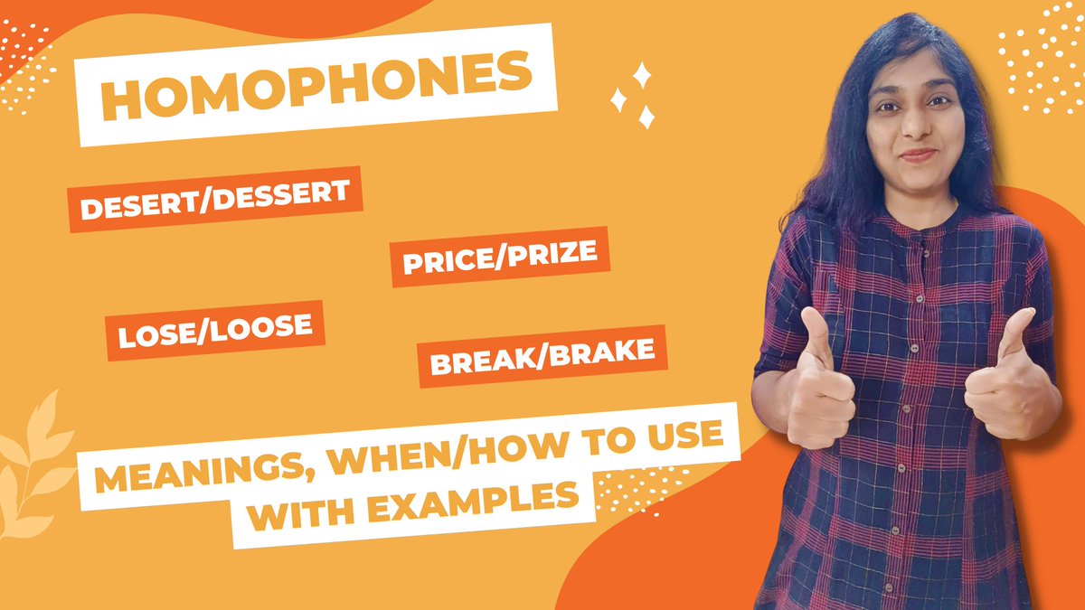 janesheeba's tweet image. Homophones Desert, Dessert | Price, Prize | Lose, Loose | Break, Brake -... youtu.be/3rlOeIfn4mI via @YouTube #esl #englishforbanking #englishassecondlanguage #homophones #homophonesinenglish #examples #englishgrammar #englishforbeginners