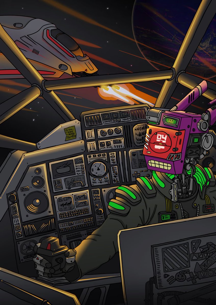 "He jumped into the seat and began pressing buttons and flipping switches with metallic fingers. He felt every movement, yet his mind struggled to process the image of someone else's hand."

Thx for the <a href="/the_vogu/">The Vogu 🤖</a>  remix <a href="/akwrks/">AKWRKS🤖</a>