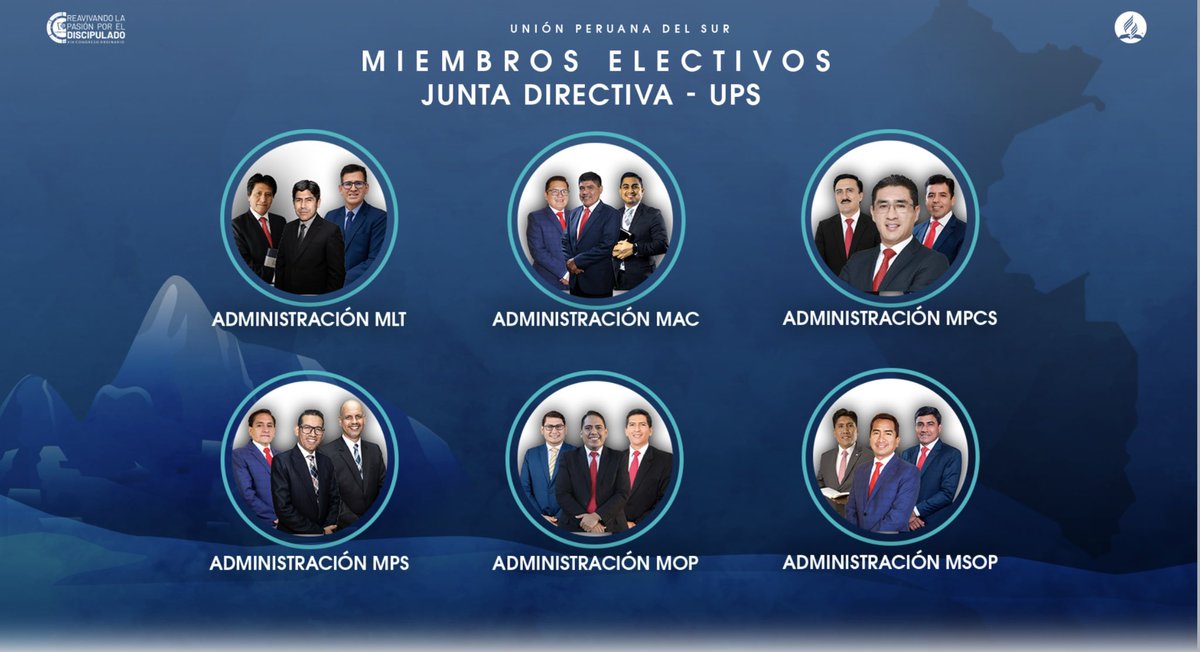 El XIX Congreso Ordinario de la Unión Peruana del Sur nombra a los Administradores de sus 6 Misiones. Dios  dirija cada uno de sus pasos.
