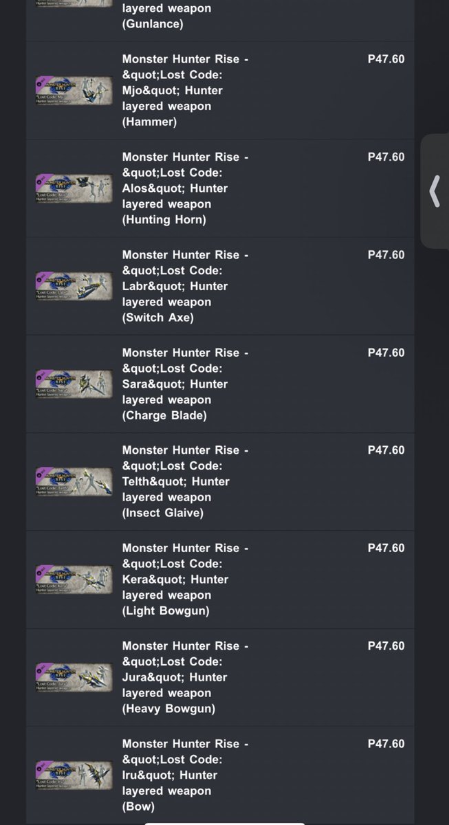 MilimChan69's tweet photo. I guess i wasnt safe from the sale
*nervous laughter*
Hello there layered weapons
#MonsterHunterRiseSunbreak #lostarc #layeredweapons #MHRise #steamsale #AutumnSale https://t.co/qVlMjrbaDN