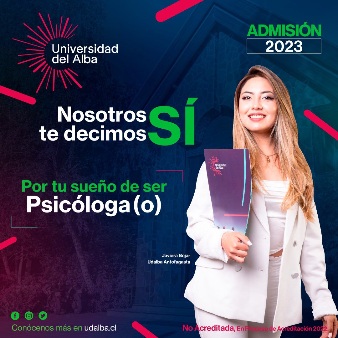 bejar_javiera's tweet photo. Hola! 👋
Soy chica publicidad de mi universidad ♥️

#nosotrostedecimosquesi 📚 🇨🇱🧠 
#universidaddelalba #psicologia https://t.co/gh7lPED1OZ