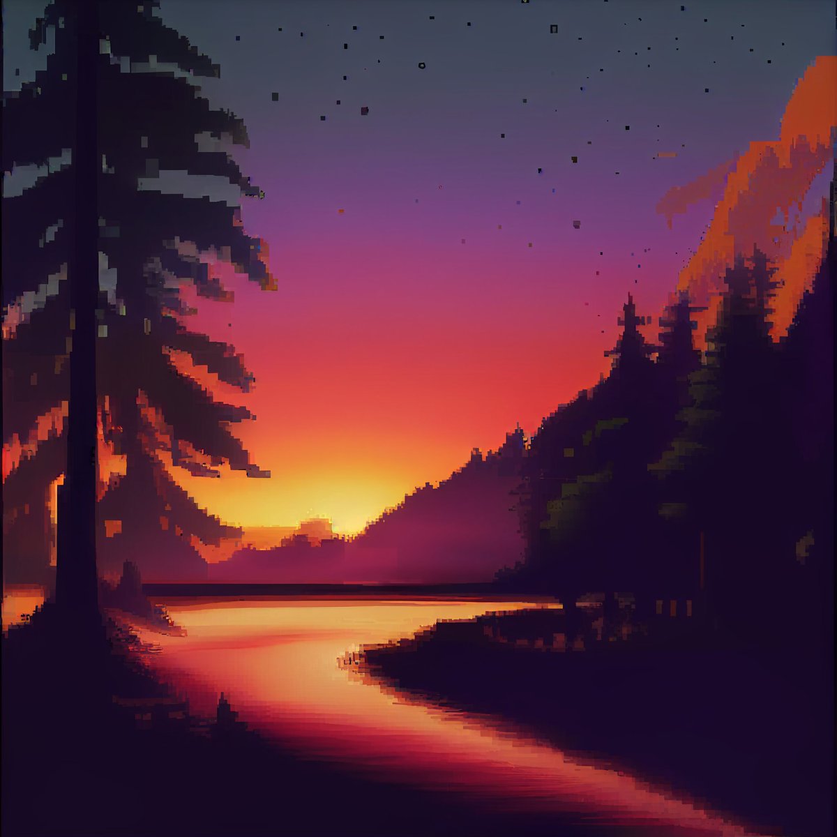 woegarden's tweet photo. gn           🌲         🌄
#aiart #midjourney
#lowpoly #pixelart https://t.co/KYB9ryoiTV