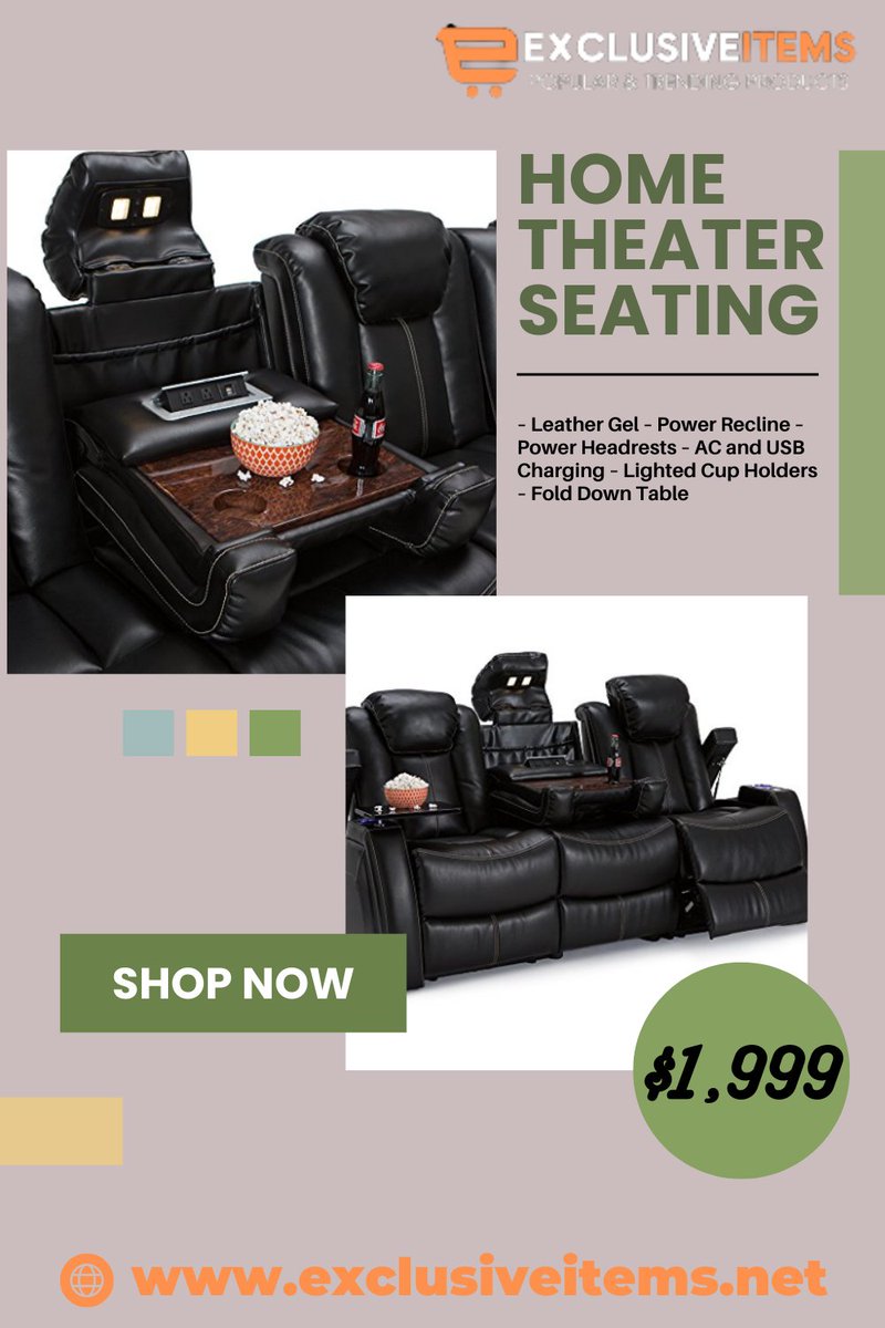 ExclusiveItems3's tweet photo. Seatcraft Omega Home Theater Seating – Leather Gel – Power Recline – Power Headrests – AC and USB Charging – Lighted Cup Holders – Fold Down Table

.
.
Price : $1,999.00
.
.
Shop now from https://t.co/XEj9E1pWdS
.
.
#shopping #onlineshop #seating #interiordesign https://t.co/AWPDsGIrvk